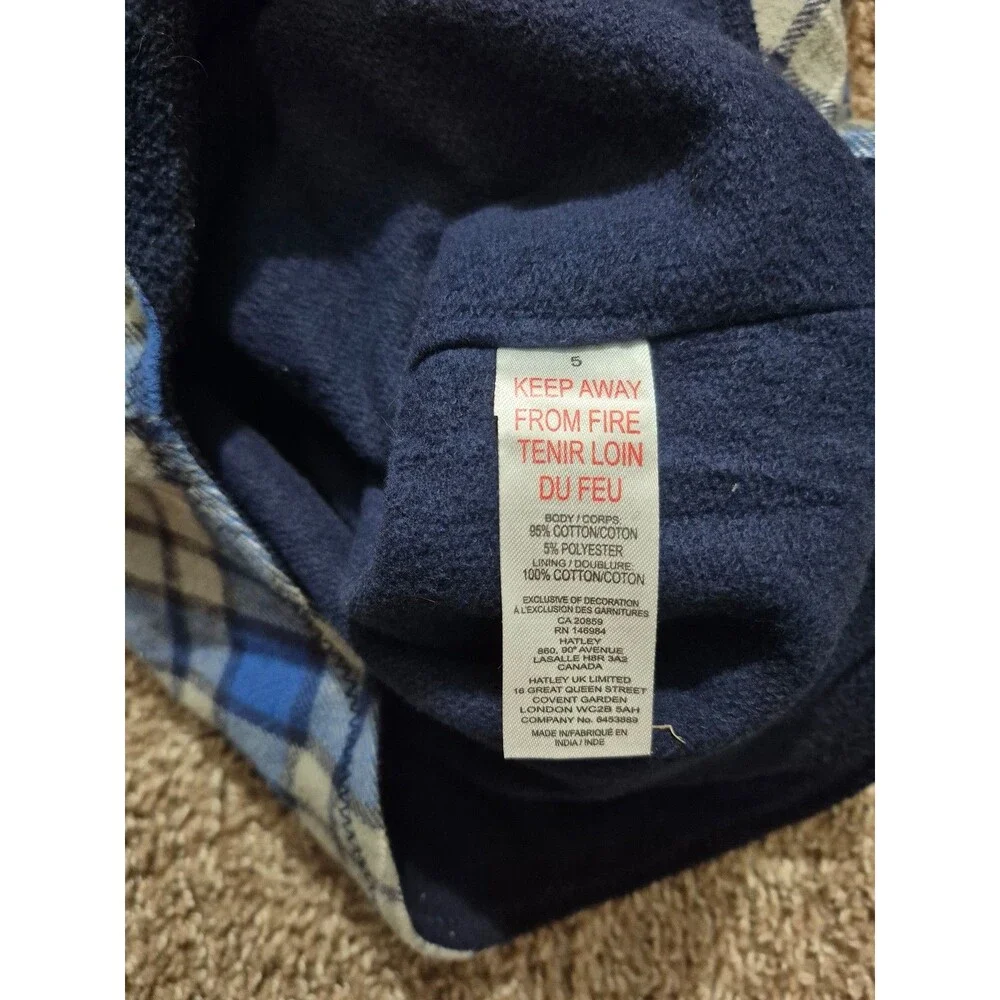 Hatley Boys  Plaid Lined Cotton Flannel Hooded Jacket size 5